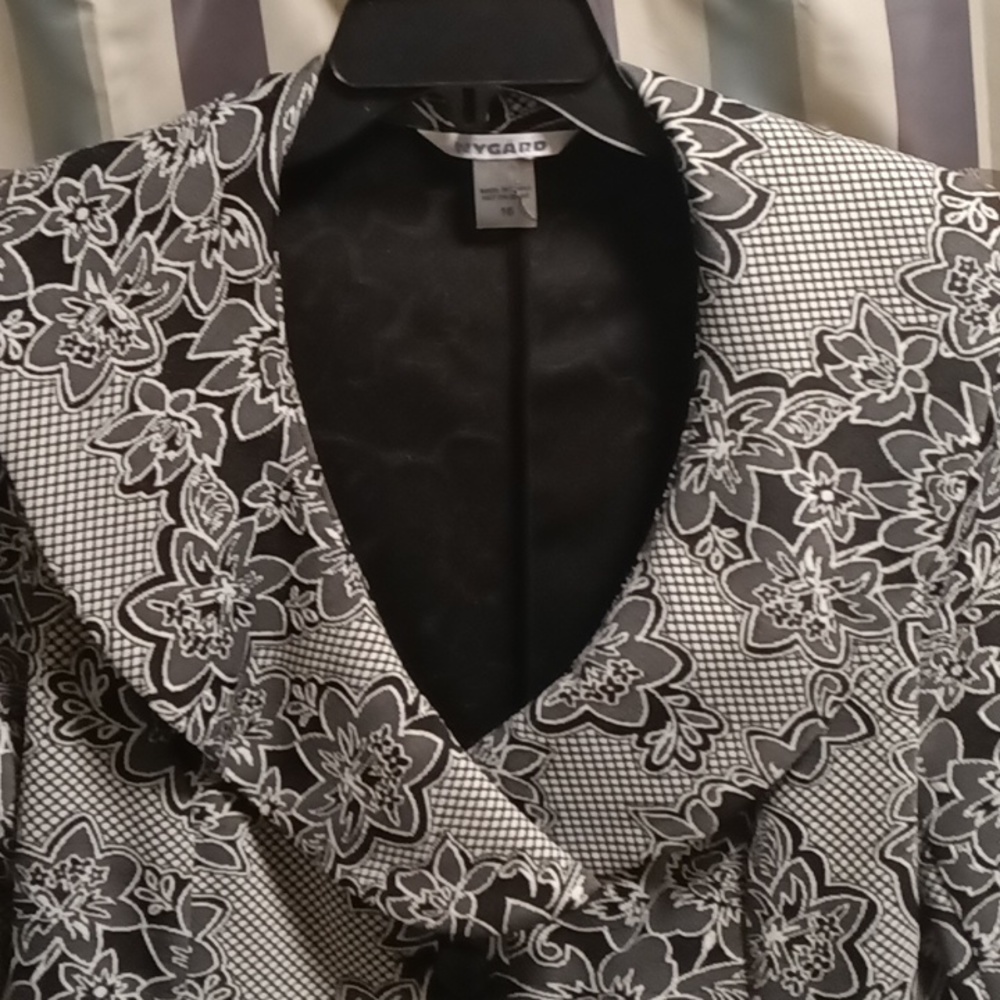 FINAL PRICE NYGARD black multi-colored 3/4 sleeve floral mesh print jacket 16 - Picture 3 of 12